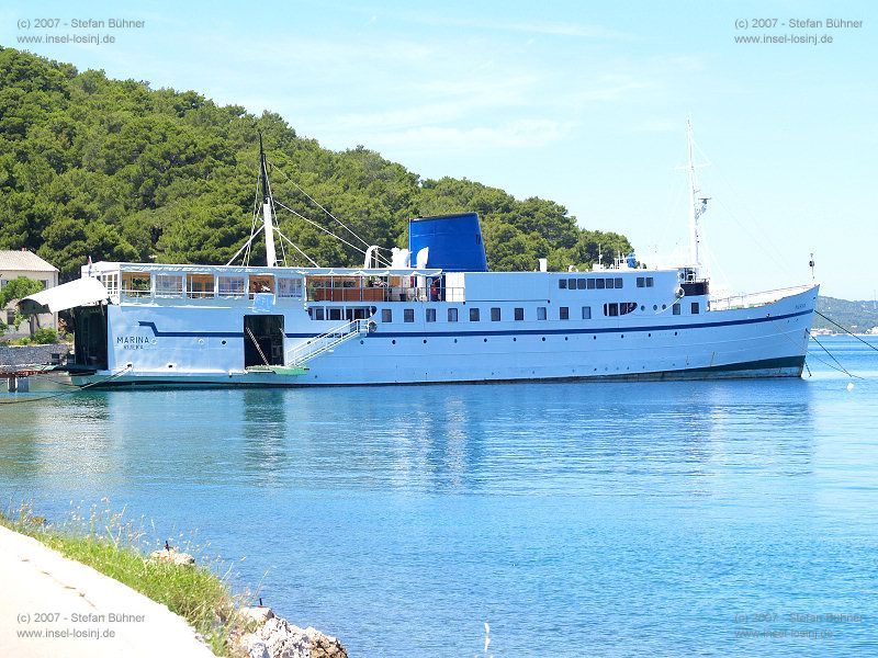 das Motorschiff Marina im Hafen von Mali Losinj in Kroatien