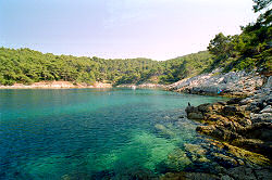 ... die Schwarze Bucht zwischen Veli Losinj und Mali Losinj